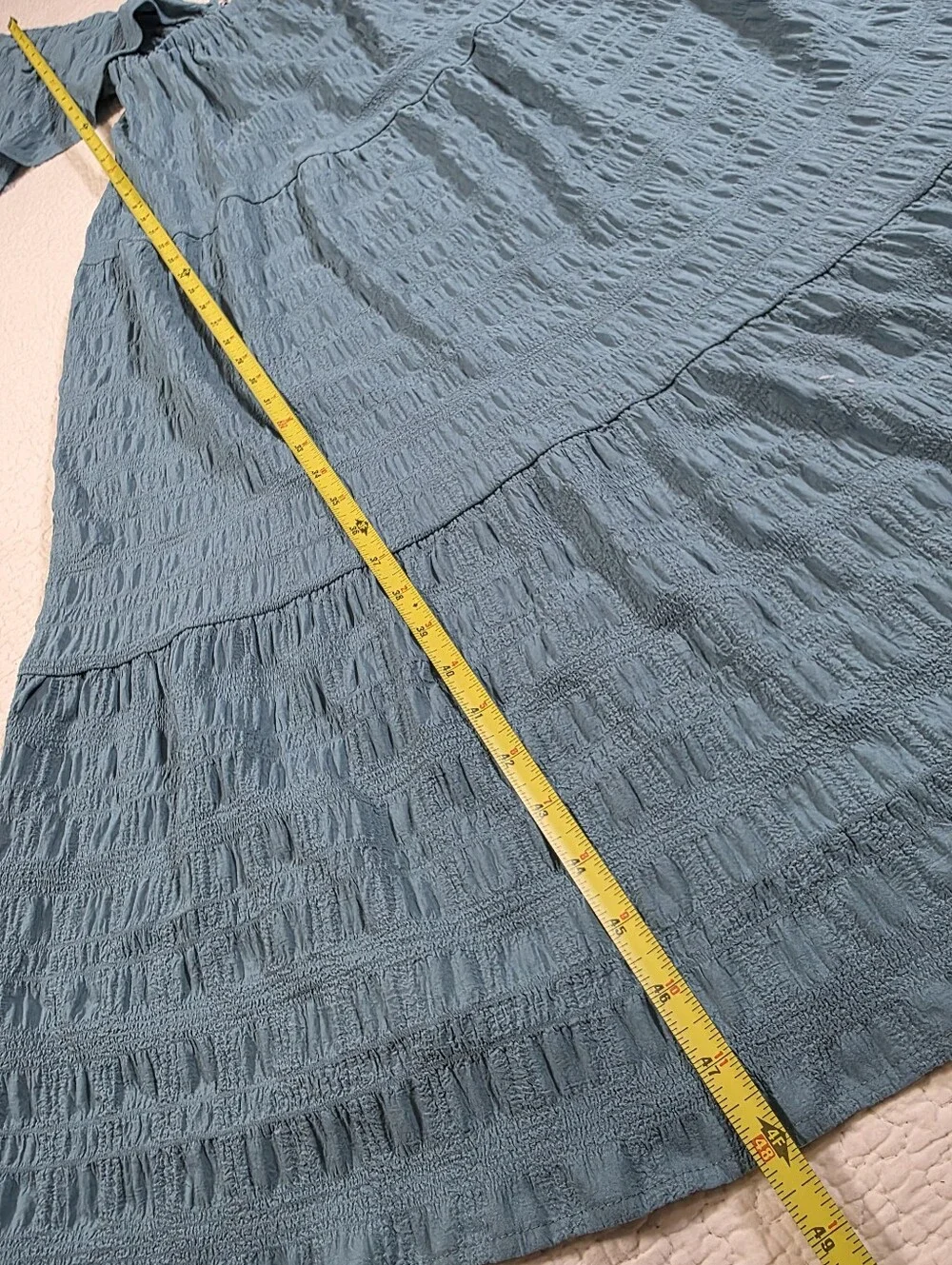 Hunter & Brown Teal Blue Flutter Sleeve Maxi Dress - Picture 5 of 8
